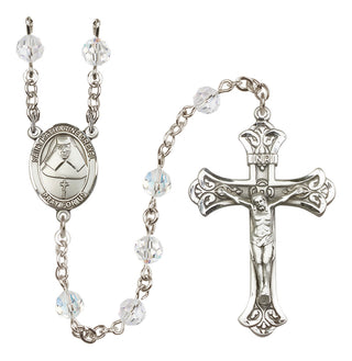 Sterling Silver 6mm Austrian Crystal Saint Katharine Drexel Rosary in Crystal