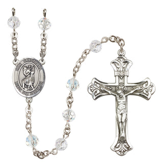 Sterling Silver 6mm San Cristobal  Engraved Catholic Rosaries