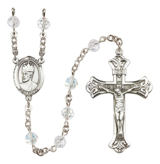 Sterling Silver 6mm Austrian Crystal Saint Edward the Confessor Rosary in Crystal