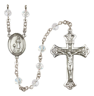 Sterling Silver 6mm Austrian Crystal Saint Genesius of Rome Rosary in Crystal
