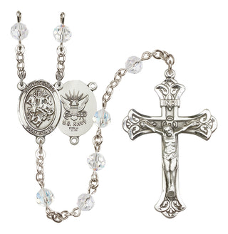 Sterling Silver 6mm Saint George / Navy Rosary