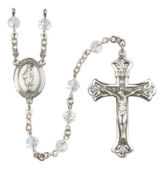 Sterling Silver 6mm Austrian Crystal Saint Gregory the Great Rosary in Crystal