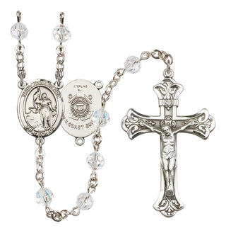 Sterling Silver 6mm Austrian Crystal Saint Joan of Arc /Coast Guard Rosary in Crystal