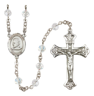 Sterling Silver 6mm Austrian Crystal Saint John Bosco Rosary in Crystal