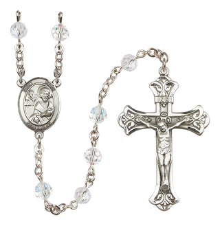 Sterling Silver 6mm Austrian Crystal Saint Mark the Evangelist Rosary in Crystal