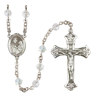 Sterling Silver 6mm Austrian Crystal Saint Margaret Mary Alacoque Rosary in Crystal
