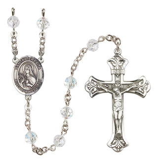 Sterling Silver 6mm Austrian Crystal Santa Teresita Rosary in Crystal