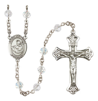 Sterling Silver 6mm Austrian Crystal Saint Thomas Aquinas Rosary in Crystal