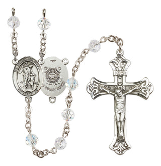 Sterling Silver 6mm Austrian Crystal Guardian Angel/Coast Guard Rosary in Crystal