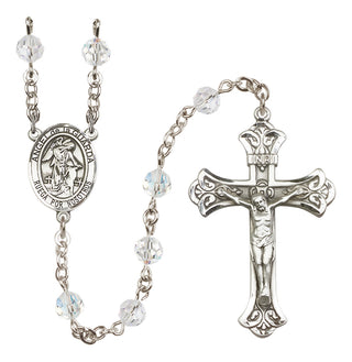 Sterling Silver 6mm Austrian Crystal Angel de la Guardia Rosary in Crystal