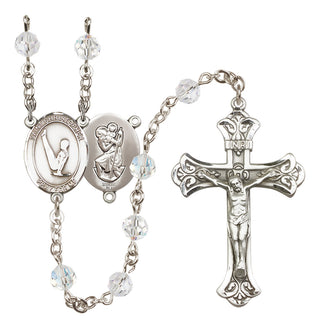 Sterling Silver 6mm Austrian Crystal Saint Christopher/Gymnastics Rosary in Crystal