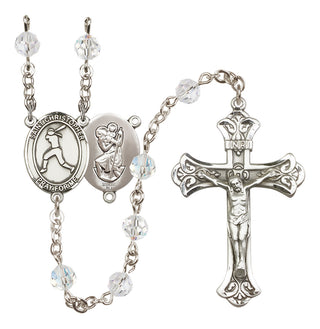Sterling Silver 6mm Saint Christopher/Softball  Engraved Catholic Rosaries