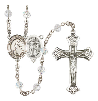 Sterling Silver 6mm Saint Sebastian/Basketball Rosary