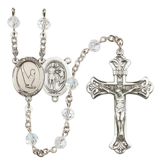 Sterling Silver 6mm Austrian Crystal Saint Sebastian/Gymnastics Rosary in Crystal