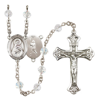 Sterling Silver 6mm Austrian Crystal Saint Rita / Baseball Rosary in Crystal