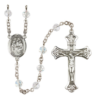 Sterling Silver 6mm Austrian Crystal Holy Family Rosary in Crystal