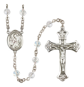 Sterling Silver 6mm Austrian Crystal Saint Alphonsus Rosary in Crystal