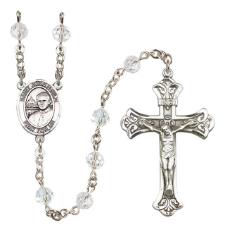 Sterling Silver 6mm Austrian Crystal Saint John Paul II Rosary in Crystal