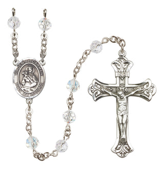 Sterling Silver 6mm Austrian Crystal Virgen del Carmen Rosary in Crystal