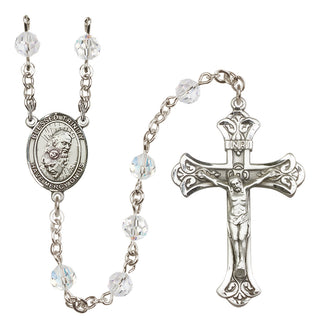 Sterling Silver 6mm Austrian Crystal Blessed Trinity Rosary in Crystal