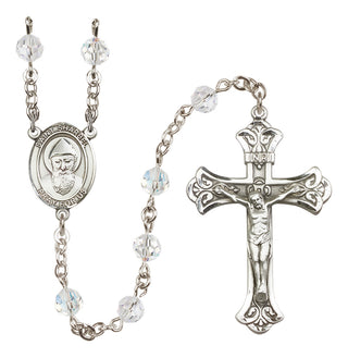 Sterling Silver 6mm Austrian Crystal Saint Sharbel Rosary in Crystal