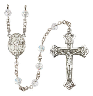 Sterling Silver 6mm Austrian Crystal Saint Isidore the Farmer Rosary in Crystal