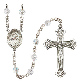 Sterling Silver 6mm Austrian Crystal Our Lady of Good Counsel Rosary in Crystal