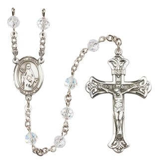 Sterling Silver 6mm Saint Amelia  Engraved Catholic Rosaries