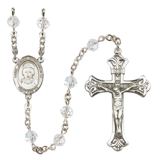 Sterling Silver 6mm Austrian Crystal Saint Joseph Freinademetz Rosary in Crystal