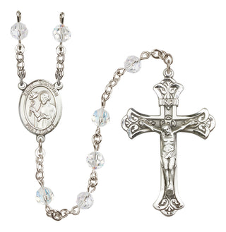 Sterling Silver 6mm Austrian Crystal Saint Dunstan Rosary in Crystal