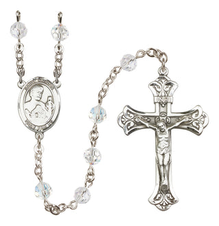 Sterling Silver 6mm Austrian Crystal Saint Kieran Rosary in Crystal
