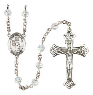 Sterling Silver 6mm Austrian Crystal Saint Uriel the Archangel Rosary in Crystal
