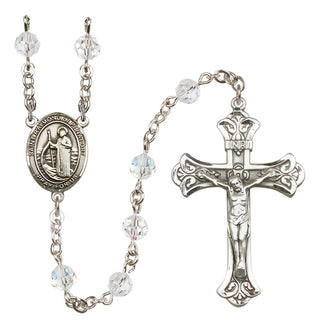 Sterling Silver 6mm Austrian Crystal Saint Raymond of Penafort Rosary in Crystal