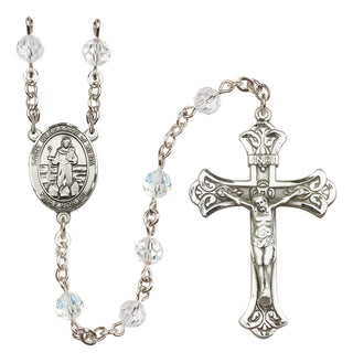Sterling Silver 6mm Austrian Crystal Saint Bernadine of Sienna Rosary in Crystal