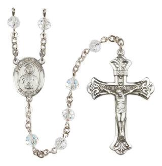 Sterling Silver 6mm Austrian Crystal Saint Peter Chanel Rosary in Crystal