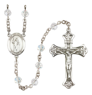 Sterling Silver 6mm Austrian Crystal Saint Columbkille Rosary in Crystal