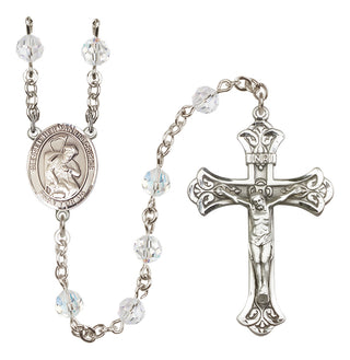 Sterling Silver 6mm Austrian Crystal Blessed Herman the Cripple Rosary in Crystal