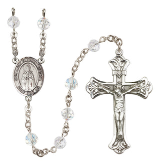 Sterling Silver 6mm Austrian Crystal Our Lady of Rosa Mystica Rosary in Crystal