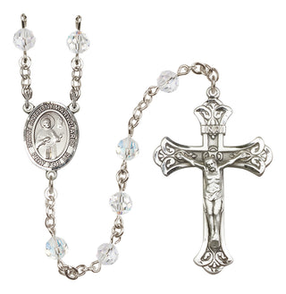 Sterling Silver 6mm Austrian Crystal Saint Anthony Mary Claret Rosary in Crystal