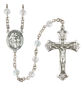 Sterling Silver 6mm Austrian Crystal Guardian Angel w/Children Rosary in Crystal