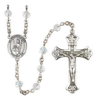 Sterling Silver 6mm Austrian Crystal Guardian Angel of the World Rosary in Crystal