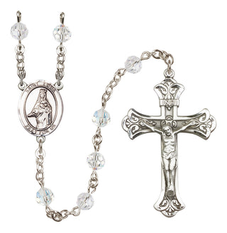 Sterling Silver 6mm Austrian Crystal Saint Emma Uffing Rosary in Crystal