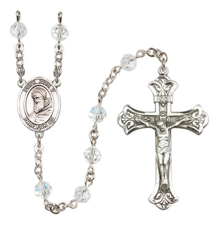Sterling Silver 6mm Pope Pius V  Engraved Catholic Rosaries