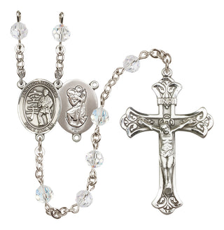 Sterling Silver 6mm Austrian Crystal Saint Christopher / Karate Rosary in Crystal