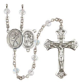 Sterling Silver 6mm Austrian Crystal Saint Sebastian / Dance Rosary in Crystal