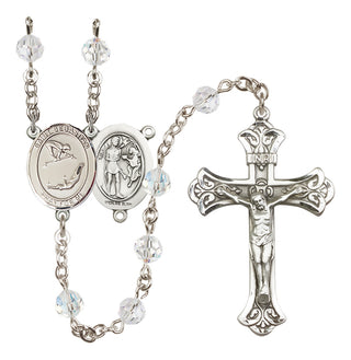 Sterling Silver 6mm Austrian Crystal Saint Sebastian/Gymnastics Rosary in Crystal