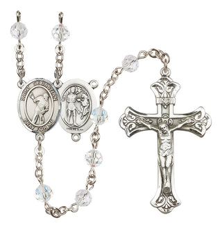 Sterling Silver 6mm Austrian Crystal Saint Sebastian/Lacrosse Rosary in Crystal