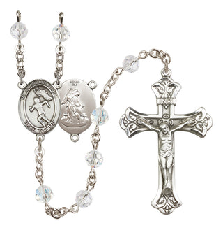 Sterling Silver 6mm Austrian Crystal Guardian Angel/Track&Field-Women Rosary in Crystal