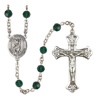 Sterling Silver 6mm San Cristobal  Engraved Catholic Rosaries