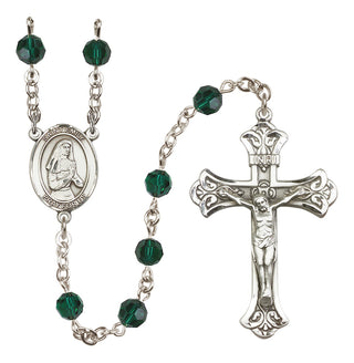Sterling Silver 6mm Austrian Crystal Saint Emily de Vialar Rosary in Emerald